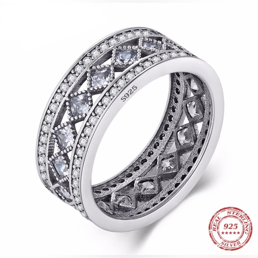Sterling Silver Pave CZ Ring Size 7